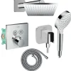 Hansgrohe Colonne de douche thermostatique ShowerSelect E Douche de tête Vernis Shape Flexible Metaflex Douchette Crometta chromé* Colonne De Douche Encastrable