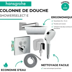 Hansgrohe Colonne de douche thermostatique ShowerSelect E Douche de tête Vernis Shape Flexible Metaflex Douchette Crometta chromé* Colonne De Douche Encastrable