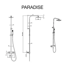 Poalgi Colonne de douche thermostatique avec barre extensible SKY BATH noir mat Inox S304 série PARADISE