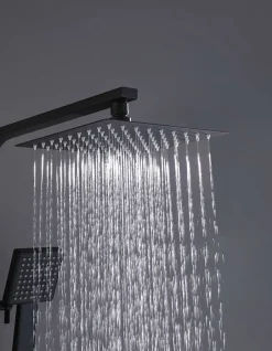 Poalgi Colonne de douche thermostatique avec barre extensible SKY BATH noir mat Inox S304 série PARADISE
