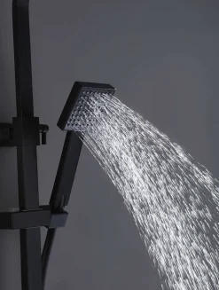 Poalgi Colonne de douche thermostatique avec barre extensible SKY BATH noir mat Inox S304 série PARADISE