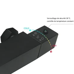 AICA Sanitaire Colonne de douche thermostatique 200mm, kit carré noir AICA* Colonne De Douche Thermostatique