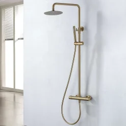Poalgi Colonne de douche thermostatique avec barre extensible SKY BATH or brossé Inox S304 série SUPREME