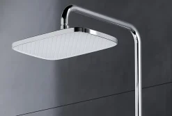 Bernstein Colonne de douche thermostatique laiton, mitigeur de douche + tablette en verre - Chrome / Blanc - Assemblée, Silencieux - BS371* Colonne De Douche Thermostatique