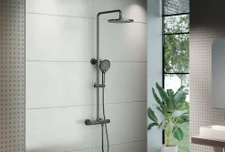 Bernstein Colonne de douche thermostatique murale Noire mat 30x44x87-132cm (LxPxH) hauteur réglable - 4011 PRO* Colonne De Douche Thermostatique