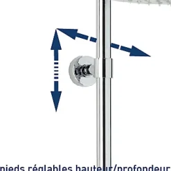 Valentin Colonne de douche thermostatique anti-brûlure avec tablette, pomme de tête ronde, douchette et flexible, chrome, Opium