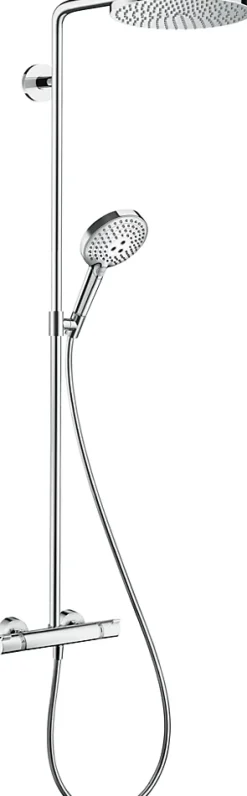 Hansgrohe Colonne de douche thermostatique avec pommeau + douchette 1 jet + flexible + barre réglable, chrome, Raindance Select S 240 PowderRain* Colonne De Douche Thermostatique