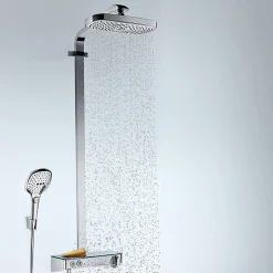 Hansgrohe Colonne de douche thermostatique Raindance Select E 300 EcoSmart avec mitigeur 30 cm chromé + tablette AddStoris