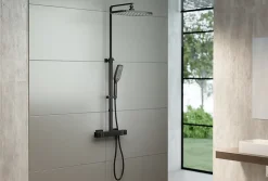Bernstein Colonne de douche thermostatique murale Noire mat 30x29x84-128cm (LxPxH) hauteur réglable - 3011 PRO