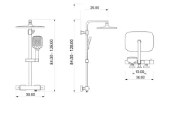 Bernstein Colonne de douche thermostatique murale Noire mat 30x29x84-128cm (LxPxH) hauteur réglable - 3011 PRO