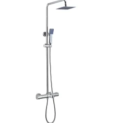 Kibath Colonne de douche thermostatique GAS carrée extra-longue, 100-150 cm, finition chrome poli, en laiton* Colonne De Douche Mécanique