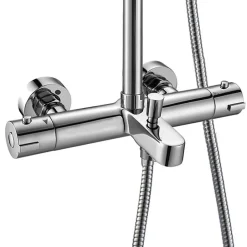 Kibath Colonne de douche thermostatique GAS carrée extra-longue, 100-150 cm, finition chrome poli, en laiton* Colonne De Douche Mécanique