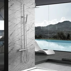 Imex Products Colonne de douche thermostatique chromee acier et laiton avec douchette extensible* Colonne De Douche Encastrable