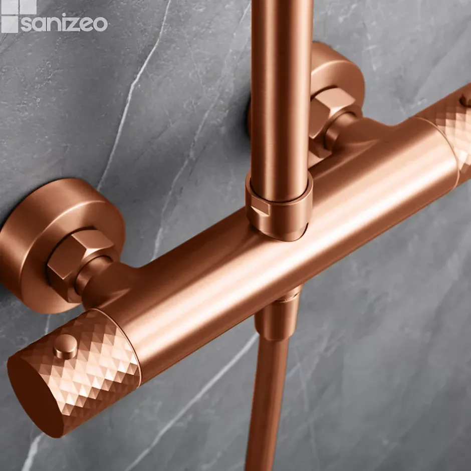 Imex Colonne de Douche Thermostatique Anti-Calcaire Or Rose Cuivré GENOVA BTG053/ORC