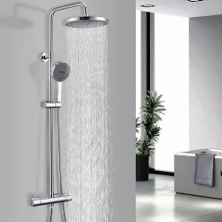 Homelody Colonne de Douche Thermostatique Ensemble de Douche Chromé Système de Douche Robinetterie en Laiton Avec douchette* Colonne De Douche Thermostatique