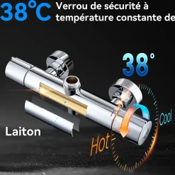 Homelody Colonne de Douche Thermostatique Ensemble de Douche Chromé Système de Douche Robinetterie en Laiton Avec douchette* Colonne De Douche Thermostatique