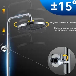 Homelody Colonne de Douche Thermostatique Ensemble de Douche Chromé Système de Douche Robinetterie en Laiton Avec douchette* Colonne De Douche Thermostatique