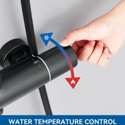 Auralum Max Colonne de Douche Thermostatique 3 Fonctions, Ensemble de Douche Noir, Douche avec Tête de Douche de 9 pouces