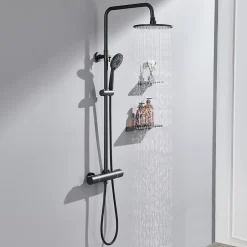 Auralum Max Colonne de Douche Thermostatique 3 Fonctions, Ensemble de Douche Noir, Douche avec Tête de Douche de 9 pouces