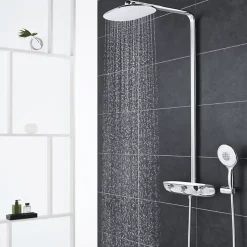 Grohe Colonne de douche thermostatique Rainshower System SmartControl Mono 360 Blanc/chromé + Panier douche Start Cube
