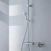 Duravit Colonne de douche thermostatique murale Chrome 30x48x112cm (LxPxH) hauteur réglable, pomme + pommeau douche rond* Colonne De Douche Thermostatique