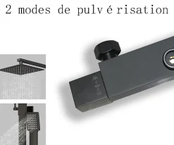 AICA Sanitaire Colonne de douche thermostatique 200mm, kit carré noir AICA* Colonne De Douche Thermostatique