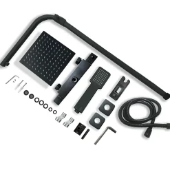 AICA Sanitaire Colonne de douche thermostatique 200mm, kit carré noir AICA* Colonne De Douche Thermostatique