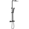 AICA Sanitaire Colonne de douche thermostatique avec pomme de tête, douchette et flexible,noir mat, Carré, AICA