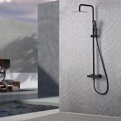 Imex Products Colonne de douche thermostatique noire mate en acier et laiton avec douchette extensible* Colonne De Douche Encastrable