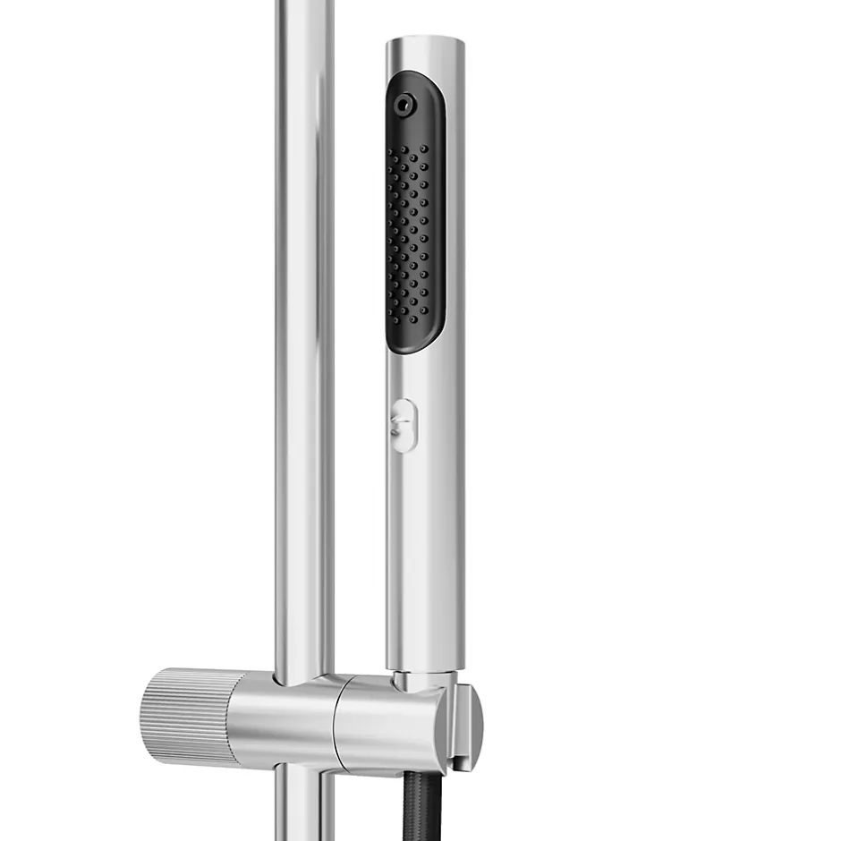 GoodHome Colonne de douche thermostatique avec pommeau, douchette 2 jets, flexible, barre réglable, chrome, Levanna* Colonne De Douche Thermostatique