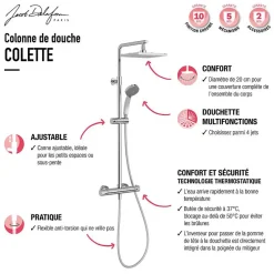 Jacob Delafon Colonne de douche thermostatique Colette 4 jets, Chrome* Colonne De Douche Thermostatique