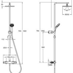 Jacob Delafon Colonne de douche thermostatique Colette 4 jets, Chrome* Colonne De Douche Thermostatique