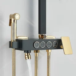 Signature Colonne de douche thermostatique élégante noir et doré