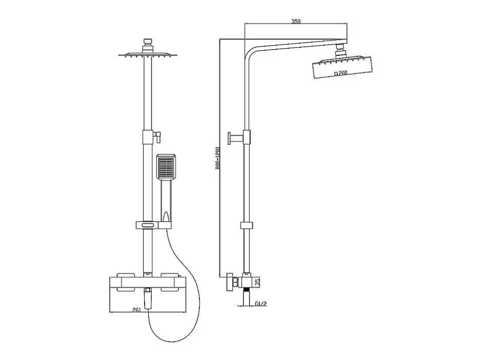 Vente-unique Colonne de douche thermostatique en acier inoxydable - 120 cm - Noir mat - PENEDA* Colonne De Douche Thermostatique