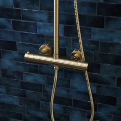 Essebagno Colonne de douche thermostatique corps froid or brossé Delice II* Colonne De Douche Thermostatique