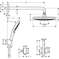 Hansgrohe Colonne de douche thermostatique encastrée ShowerSelect S chromé + douche de tête Raindance Select S* Robinet De Douche