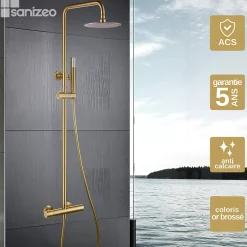 Imex Colonne de Douche Thermostatique Anti-Calcaire Or Brossé GENOVA BTG053/OC