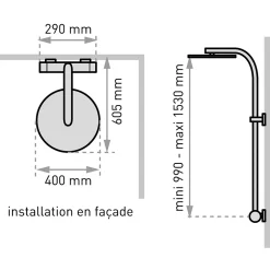 Valentin Colonne de douche thermostatique avec tablettes, pomme de tête large, douchette et flexible, chrome, Opium* Colonne De Douche Thermostatique