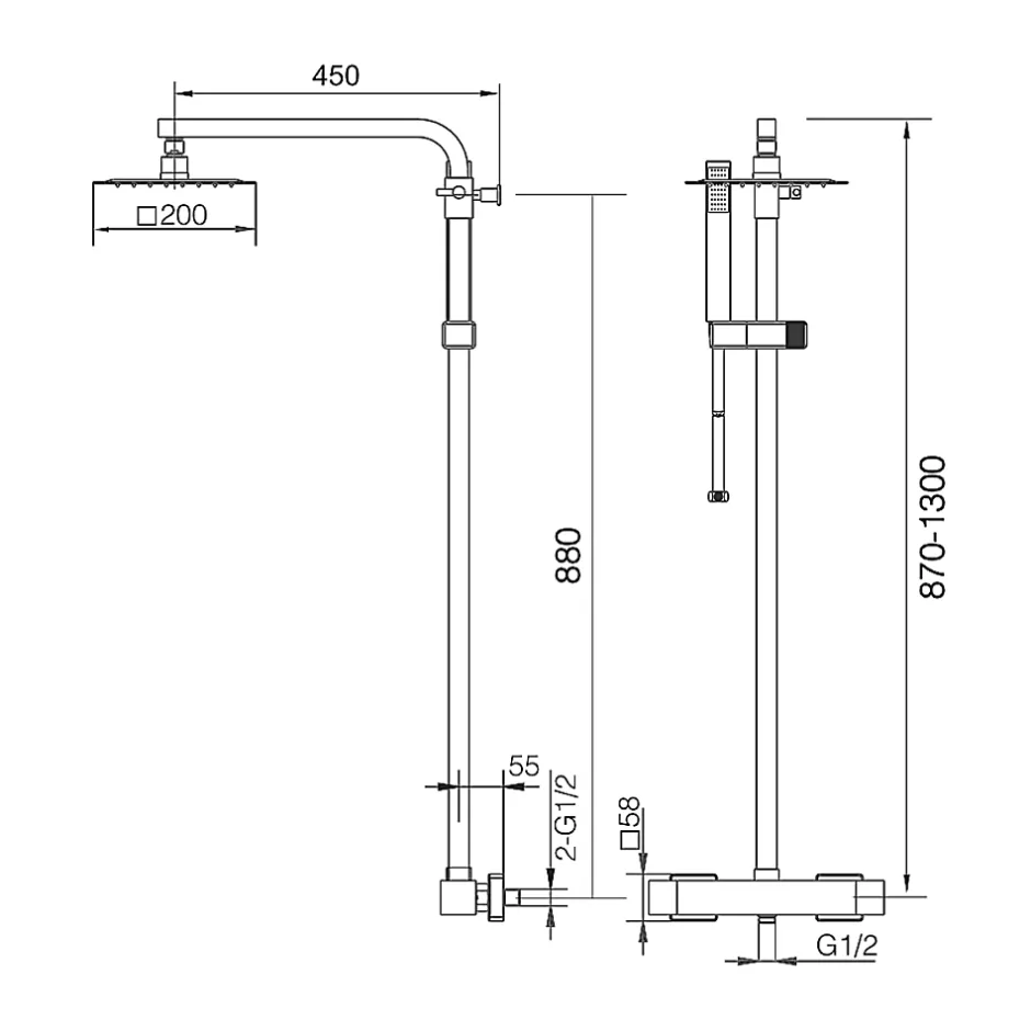 Imex Colonne de Douche Thermostatique Anti-Calcaire Noir Mat VIGO BTV013/NG