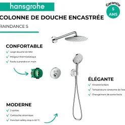 Hansgrohe Colonne de douche thermostatique encastrée ShowerSelect S chromé