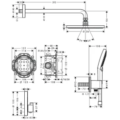 Hansgrohe Colonne de douche thermostatique encastrée ShowerSelect S chromé