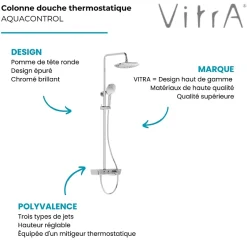 Vitra Colonne de douche Aquacontrol Charm 240 2F* Colonne De Douche Thermostatique
