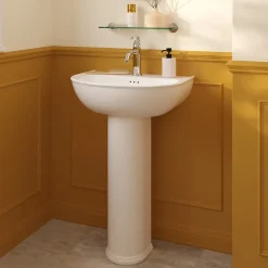 GoodHome Colonne de lavabo en céramique blanche blanche l.21 x H.70,3 x P.18,5 cm, Endell* Lavabo