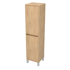 Aurlane Colonne de rangement Chêne Clair sur Pieds - Hauteur 160 cm - 2 Portes - XENOS