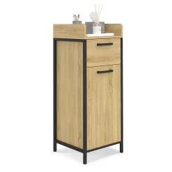 IDMarket Colonne de rangement d'appoint salle de bain DETROIT 1 tiroir 1 placard design industriel