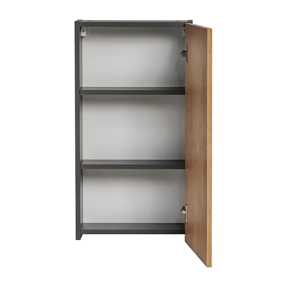 Meublorama Colonne de rangement TAMO 1 porte Coloris gris anthracite L40 x P16 x H75 cm Meuble suspendu