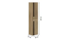 T-Bath Colonne de salle de bain ANGI 2 portes 140x30x27 cm chêne
