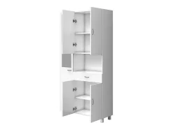 Vente-unique Colonne de salle de bain avec miroir sur pied - 180 cm - Blanc - MINELA* Colonne De Salle De Bains|Meuble De Salle De Bains Faible Profondeur