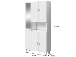 Vente-unique Colonne de salle de bain avec miroir sur pied - 180 cm - Blanc - MINELA* Colonne De Salle De Bains|Meuble De Salle De Bains Faible Profondeur