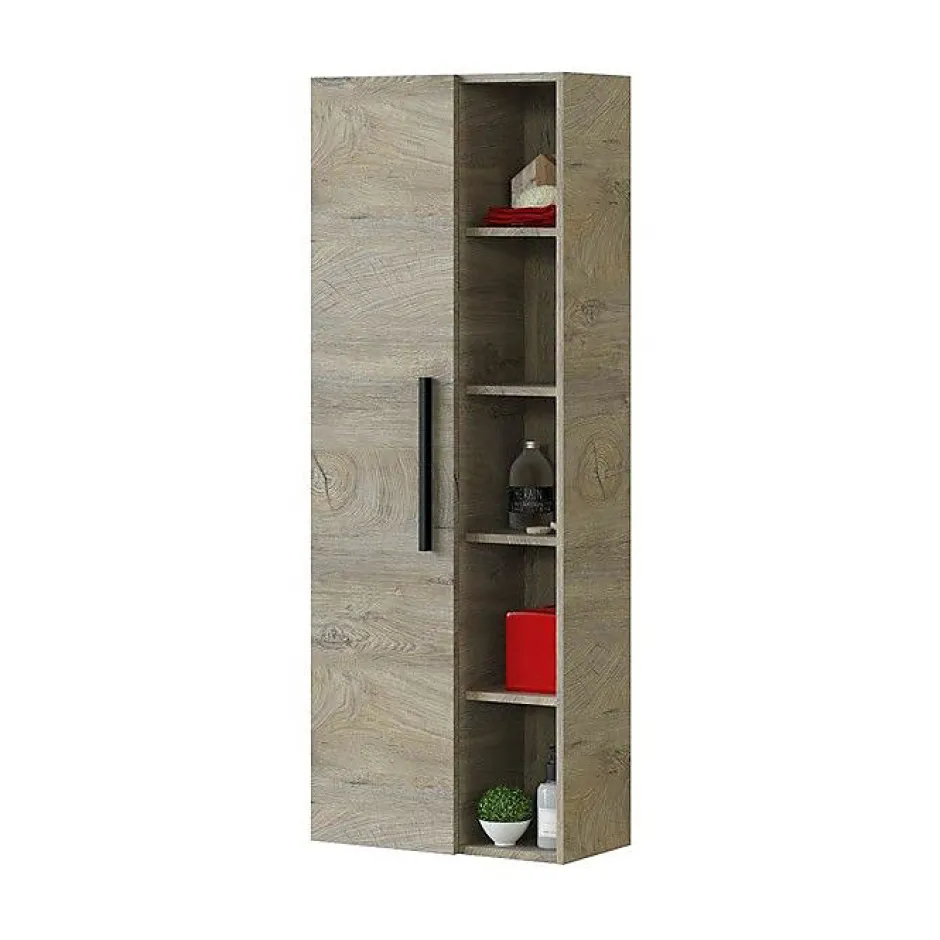 Calicosy Colonne de Salle de Bain - ARKITMOBEL - Athena 1A1G - 51 x 25 x 135 cm - Marron - Montage facile* Colonne De Salle De Bains